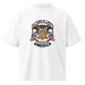 White oversized high neck t-shirt, 250 Years of Liberty America 1776-2026 Liberty Bell print
