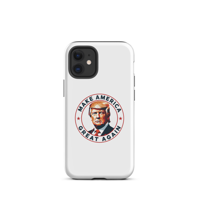 White America Tough Case for iPhone with Make America Great Again Trump emblem, dual-camera iPhone