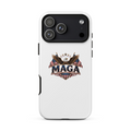 White MAGA eagle tough case for iPhone Pro, triple camera cutout