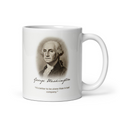White glossy mug with George Washington portrait and It is better to be alone than in bad company quote