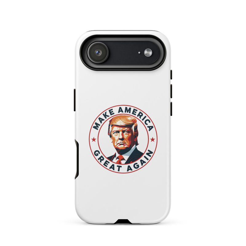White MAGA Trump emblem America Tough Case for iPhone, single-camera iPhone back view