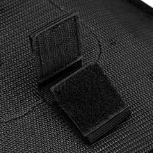 Close-up of hook-and-loop straps on the black tactical shoulder bag