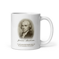 White glossy mug with James Madison portrait and freedom quote