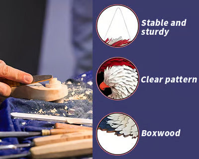MAGA Brave Wings Wreath infographic: stable and sturdy, clear pattern, boxwood carving