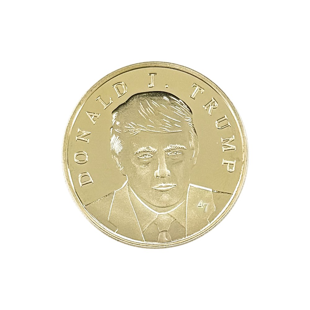 Donald J. Trump 2025 gold coin, front portrait with 47 mark