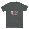 Dark heather gray Forty-Seven unisex t-shirt with 'Trump Forty-Seven' and red USA print, front view