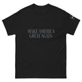 Black Make America Great Again unisex classic tee, front print with MAGA sleeve badge