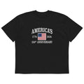 Black America's 250th Anniversary 1776-2026 oversized high neck t-shirt, front flat lay