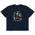 Navy Trump oversized high neck t-shirt with MAGA eagle, Statue of Liberty and skyline print, flat front