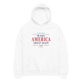 White MAGA 250 oversized hoodie with Make America Great Again Trump 250 print, front
